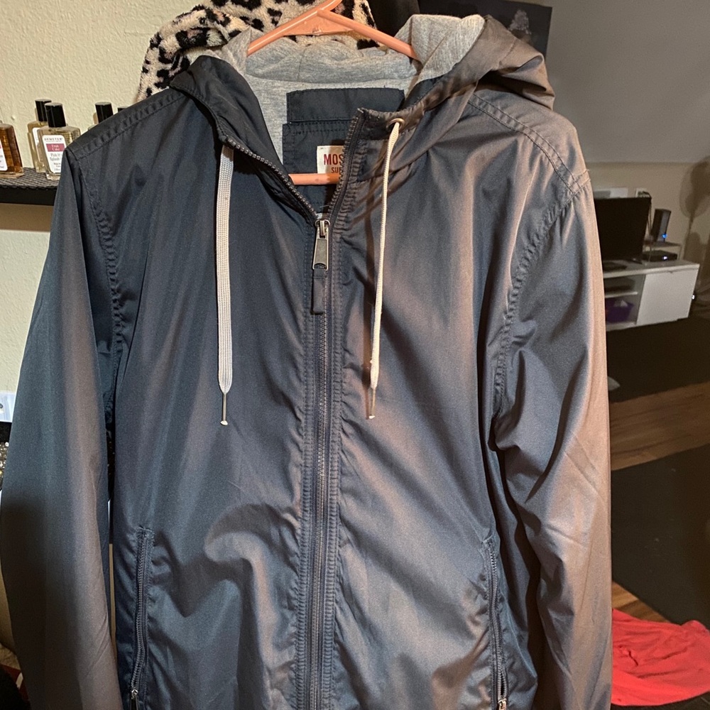 Navy Blue Windbreaker with grey lining